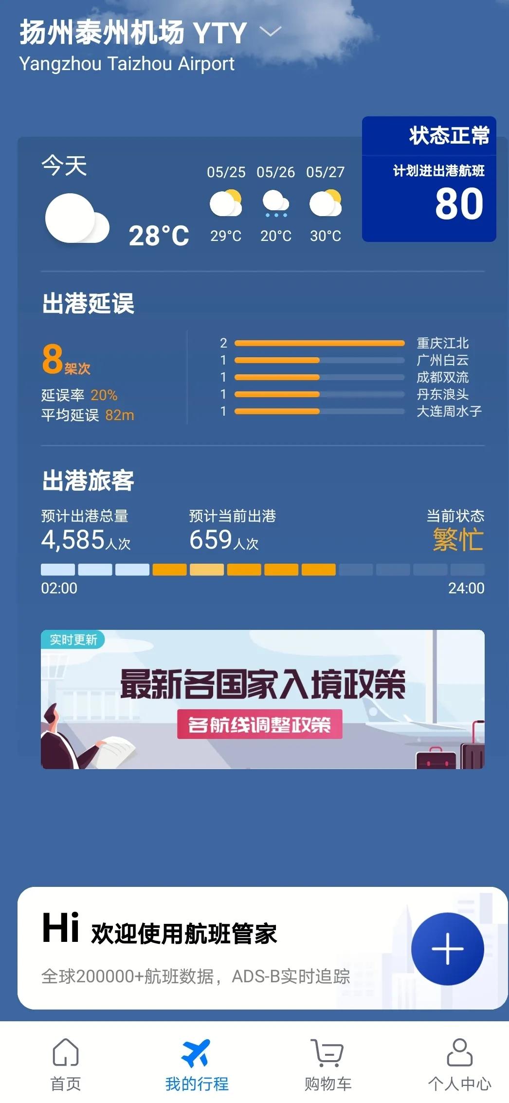 扬州机场航班最新动态更新